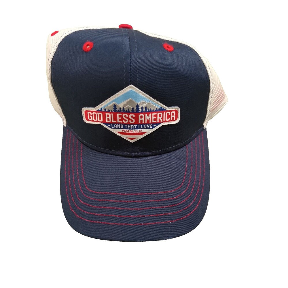 Kerusso BLESSED NATION  PSALM 33:12 ADJUSTABLE SNAPBACK BASEBALL CAP,BLUE/WHITE